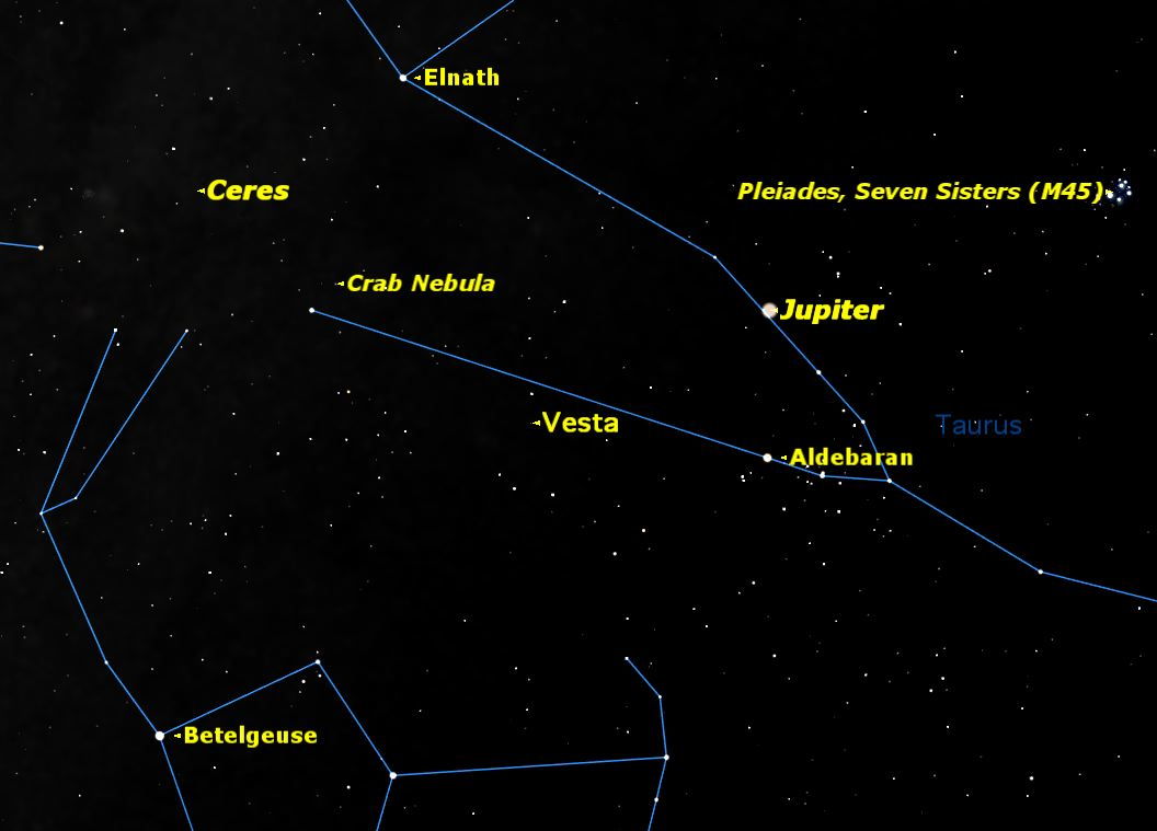 Space Rocks Vesta and Ceres Visible in Night Sky This Week